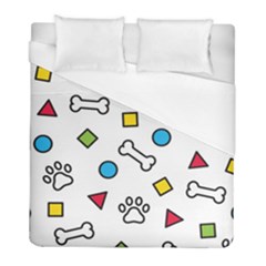 Dog Paw Seamless Pattern Footprint Bone Duvet Cover (full/ Double Size) by Grandong