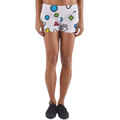 Dog Paw Seamless Pattern Footprint Bone Yoga Shorts by Grandong