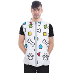 Dog Paw Seamless Pattern Footprint Bone Men s Puffer Vest