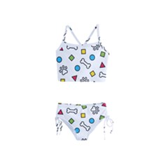 Dog Paw Seamless Pattern Footprint Bone Girls  Tankini Swimsuit by Grandong