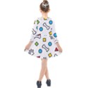 Dog Paw Seamless Pattern Footprint Bone Kids  Quarter Sleeve Shirt Dress View2