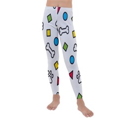 Dog Paw Seamless Pattern Footprint Bone Kids  Lightweight Velour Leggings by Grandong