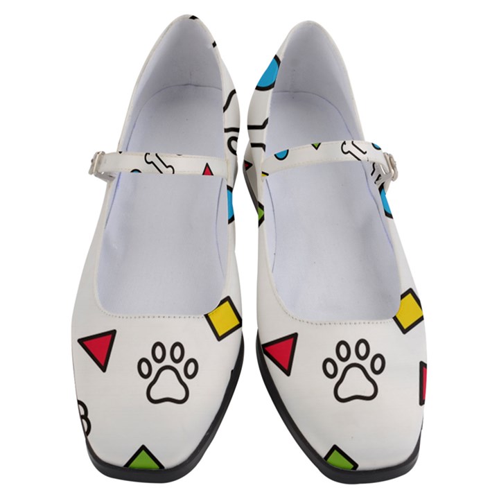 Dog Paw Seamless Pattern Footprint Bone Women s Mary Jane Shoes