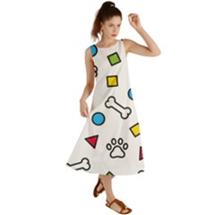 Dog Paw Seamless Pattern Footprint Bone Summer Maxi Dress by Grandong