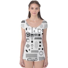 Pattern Hipster Abstract Form Geometric Line Variety Shapes Polkadots Fashion Style Seamless Boyleg Leotard  by Grandong