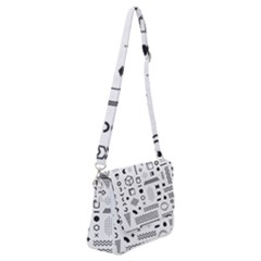 Pattern Hipster Abstract Form Geometric Line Variety Shapes Polkadots Fashion Style Seamless Shoulder Bag With Back Zipper by Grandong