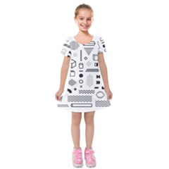 Pattern Hipster Abstract Form Geometric Line Variety Shapes Polkadots Fashion Style Seamless Kids  Short Sleeve Velvet Dress by Grandong