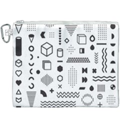 Pattern Hipster Abstract Form Geometric Line Variety Shapes Polkadots Fashion Style Seamless Canvas Cosmetic Bag (xxxl)