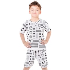 Pattern Hipster Abstract Form Geometric Line Variety Shapes Polkadots Fashion Style Seamless Kids  T-shirt And Shorts Set by Grandong