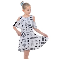 Pattern Hipster Abstract Form Geometric Line Variety Shapes Polkadots Fashion Style Seamless Kids  Shoulder Cutout Chiffon Dress by Grandong