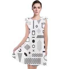 Pattern Hipster Abstract Form Geometric Line Variety Shapes Polkadots Fashion Style Seamless Tie Up Tunic Dress by Grandong