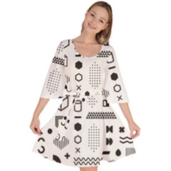 Pattern Hipster Abstract Form Geometric Line Variety Shapes Polkadots Fashion Style Seamless Velour Kimono Dress by Grandong