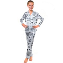 Pattern Hipster Abstract Form Geometric Line Variety Shapes Polkadots Fashion Style Seamless Kids  Satin Long Sleeve Pajamas Set by Grandong