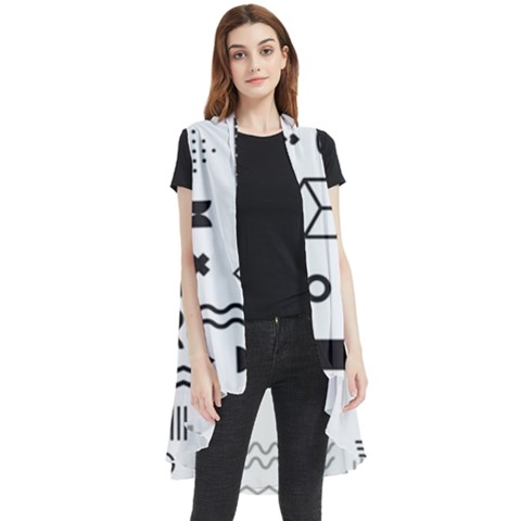 Pattern Hipster Abstract Form Geometric Line Variety Shapes Polkadots Fashion Style Seamless Sleeveless Chiffon Waistcoat Shirt by Grandong