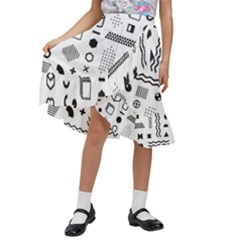 Pattern Hipster Abstract Form Geometric Line Variety Shapes Polkadots Fashion Style Seamless Kids  Ruffle Flared Wrap Midi Skirt by Grandong