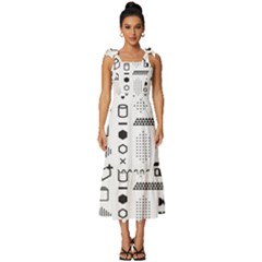 Pattern Hipster Abstract Form Geometric Line Variety Shapes Polkadots Fashion Style Seamless Tie-strap Tiered Midi Chiffon Dress by Grandong