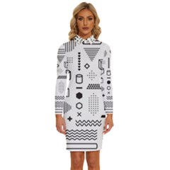 Pattern Hipster Abstract Form Geometric Line Variety Shapes Polkadots Fashion Style Seamless Long Sleeve Shirt Collar Bodycon Dress by Grandong