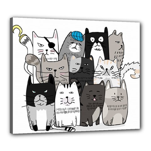 Cute Cat Hand Drawn Cartoon Style Canvas 24  X 20  (stretched) by Grandong