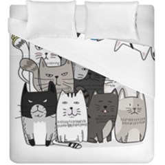 Cute Cat Hand Drawn Cartoon Style Duvet Cover Double Side (king Size) by Grandong