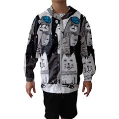 Cute Cat Hand Drawn Cartoon Style Kids  Hooded Windbreaker