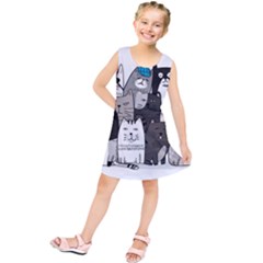 Cute Cat Hand Drawn Cartoon Style Kids  Tunic Dress by Grandong