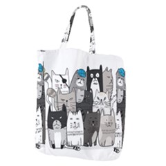 Cute Cat Hand Drawn Cartoon Style Giant Grocery Tote by Grandong