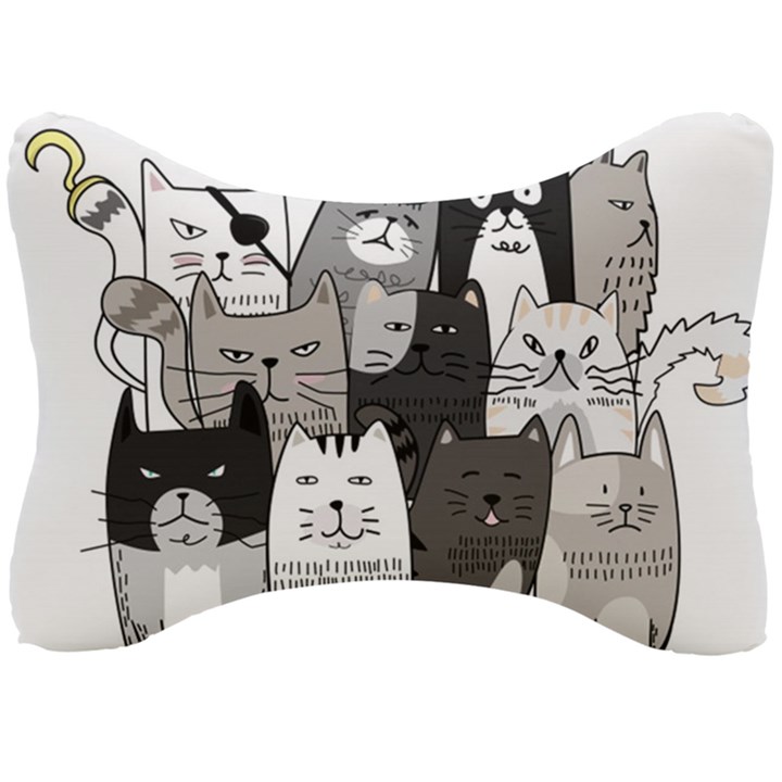 Cute Cat Hand Drawn Cartoon Style Seat Head Rest Cushion