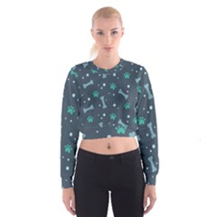 Bons Foot Prints Pattern Background Cropped Sweatshirt by Grandong