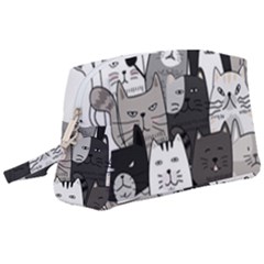 Cute Cat Hand Drawn Cartoon Style Wristlet Pouch Bag (large) by Grandong