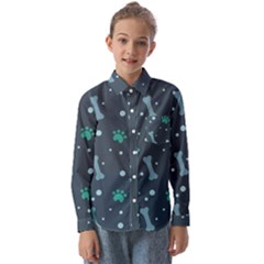 Bons Foot Prints Pattern Background Kids  Long Sleeve Shirt by Grandong