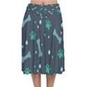 Bons Foot Prints Pattern Background Velvet Flared Midi Skirt View1