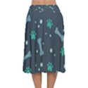 Bons Foot Prints Pattern Background Velvet Flared Midi Skirt View2