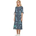 Bons Foot Prints Pattern Background Bow Sleeve Chiffon Midi Dress View2