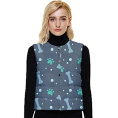 Bons Foot Prints Pattern Background Women s Button Up Puffer Vest