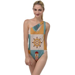 Nautical Elements Collection To One Side Swimsuit by Grandong