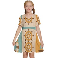 Nautical Elements Collection Kids  Short Sleeve Tiered Mini Dress by Grandong