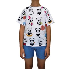 Playing Pandas Cartoons Kids  Short Sleeve Swimwear by Apen