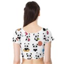 Playing Pandas Cartoons Short Sleeve Crop Top View2