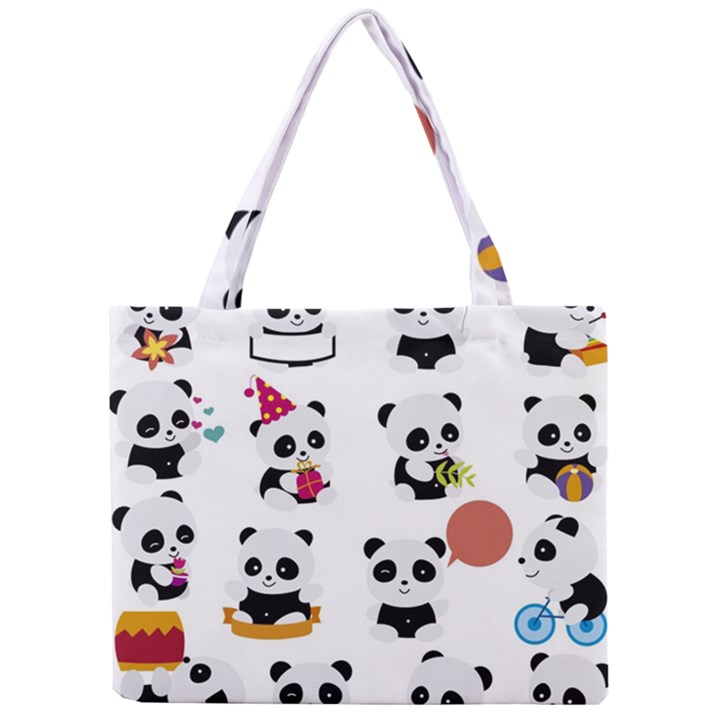 Playing Pandas Cartoons Mini Tote Bag