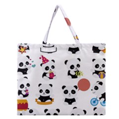 Playing Pandas Cartoons Zipper Large Tote Bag by Apen