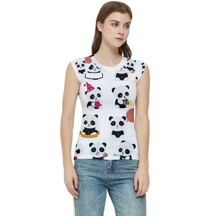 Playing Pandas Cartoons Women s Raglan Cap Sleeve T-Shirt