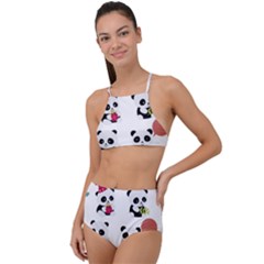 Playing Pandas Cartoons Halter Tankini Set by Apen