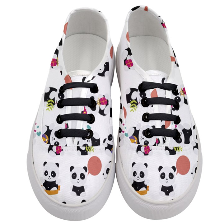 Playing Pandas Cartoons Women s Classic Low Top Sneakers