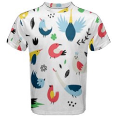 Vector Set Isolates With Cute Birds Scandinavian Style Men s Cotton T-shirt by Apen