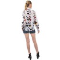 Playing Pandas Cartoons High Neck Long Sleeve Chiffon Top View2