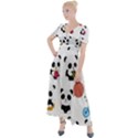 Playing Pandas Cartoons Button Up Short Sleeve Maxi Dress View1