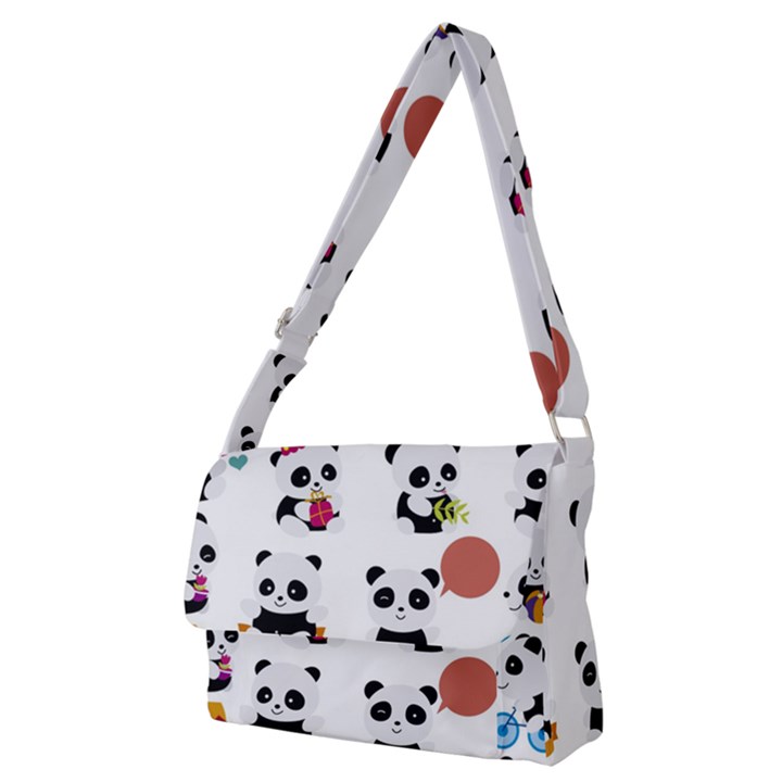 Playing Pandas Cartoons Full Print Messenger Bag (M)