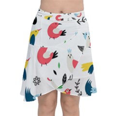 Vector Set Isolates With Cute Birds Scandinavian Style Chiffon Wrap Front Skirt by Apen