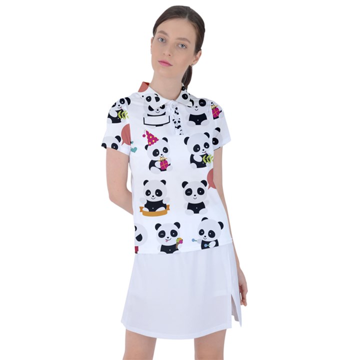 Playing Pandas Cartoons Women s Polo T-Shirt