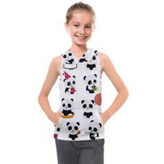 Playing Pandas Cartoons Kids  Sleeveless Hoodie by Apen